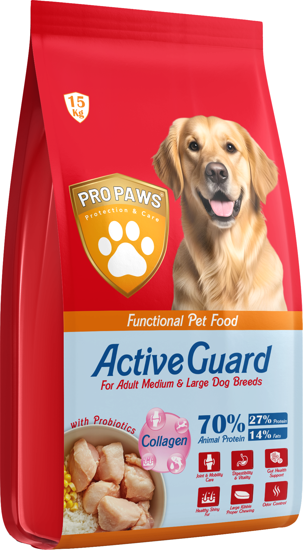 PROPAWS Active Guard Dry Food For Adult Medium & Large Dogs Breeds 15 Kilogram