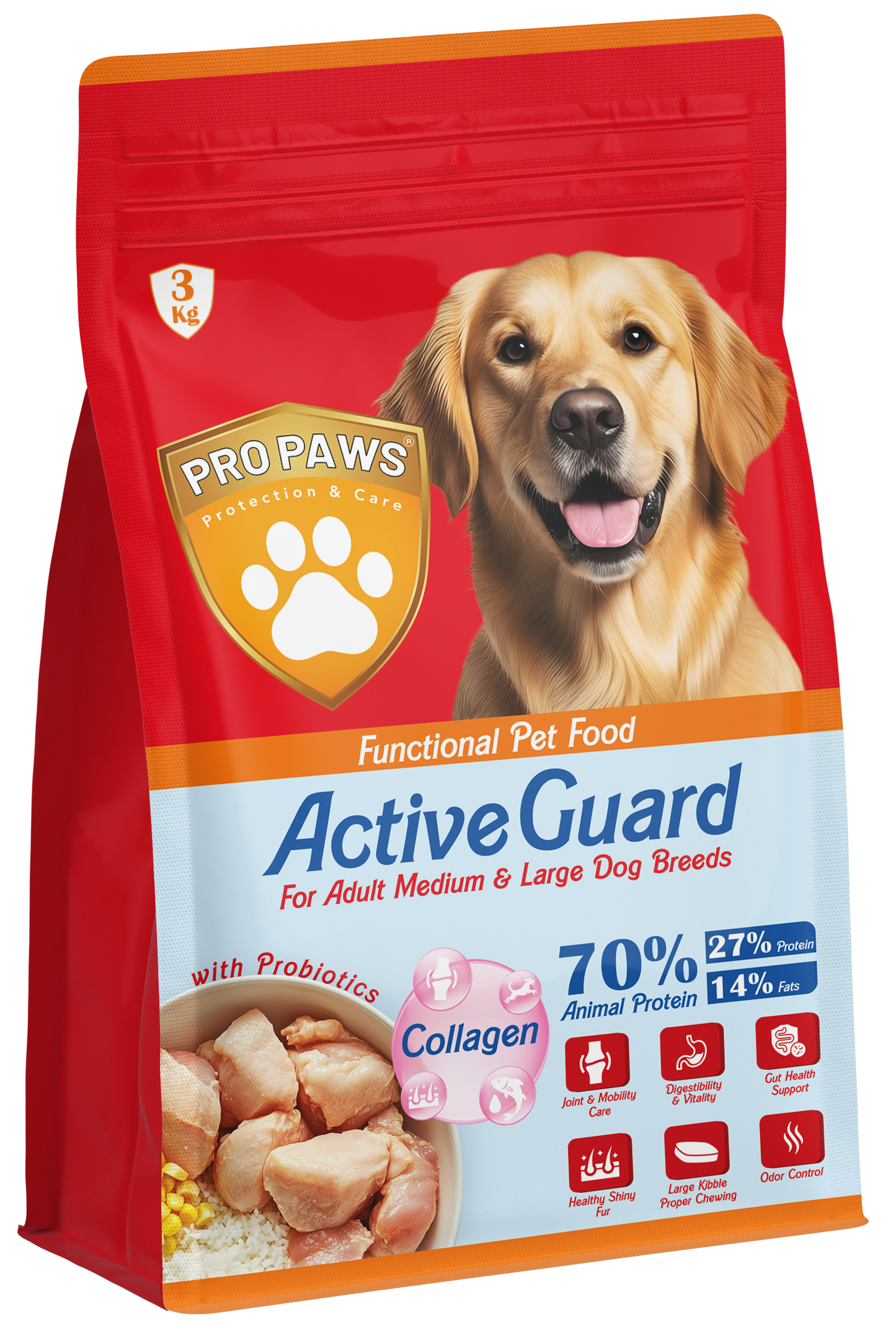 PROPAWS Active Guard Dry Food For Adult Medium & Large Dogs Breeds 3 Kilogram