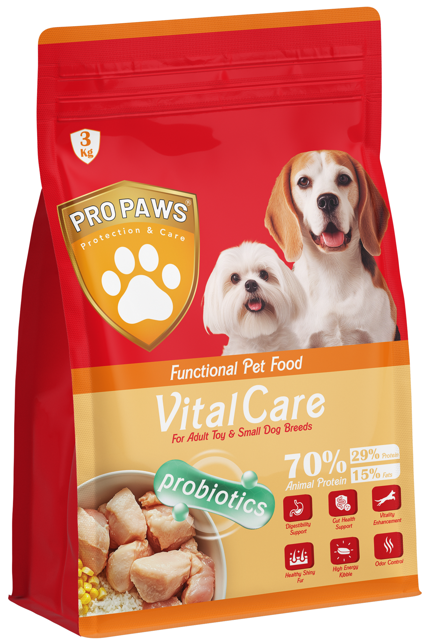 PROPAWS Vital Care Dry Food For Adult Toy and Small Dogs Breeds 3 Kilogram